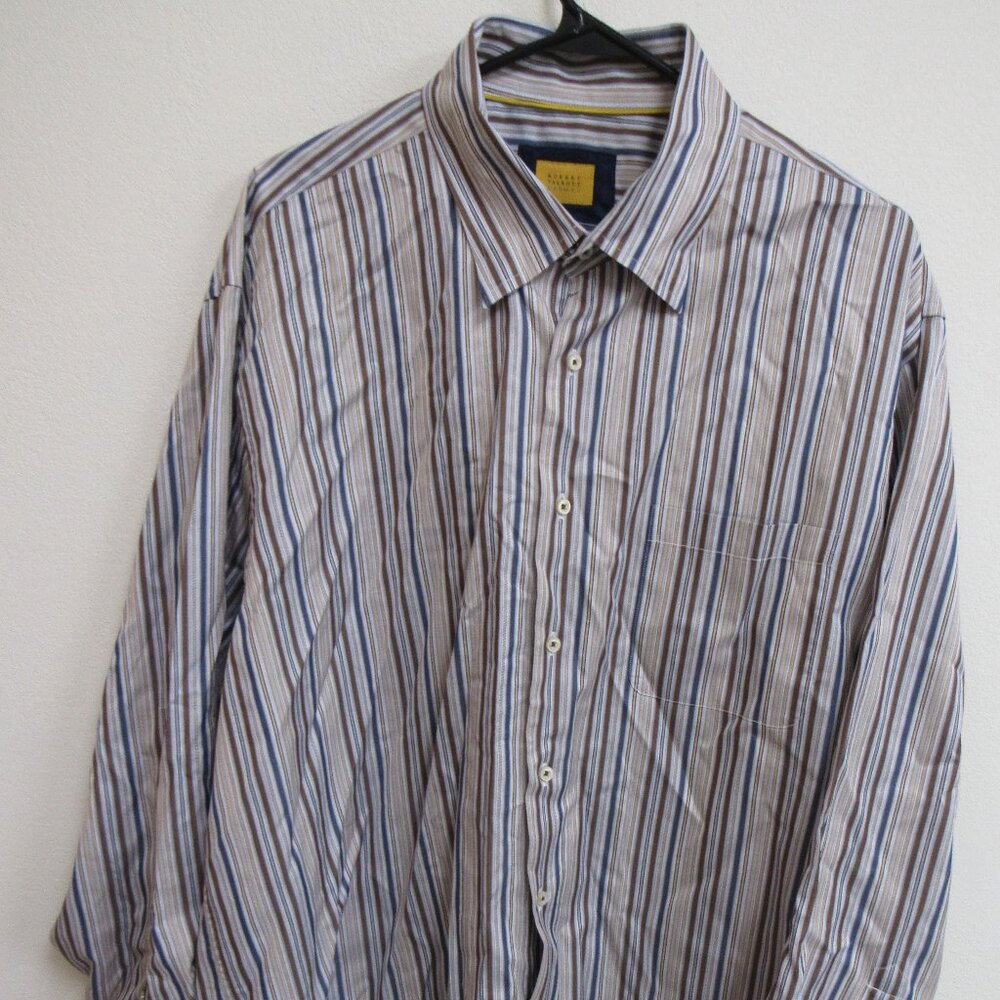 Robert Talbott Carmel Multicolor Striped Long Sleeve Button Down Dress Shirt 2XL